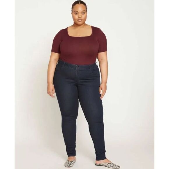 Universal Standard Mid Rise Skinny Seine 32" Dark Indigo jeans women's size 22 - Picture 1 of 5